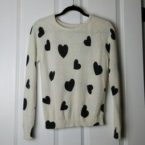 Off white with black heart polka dot sweater